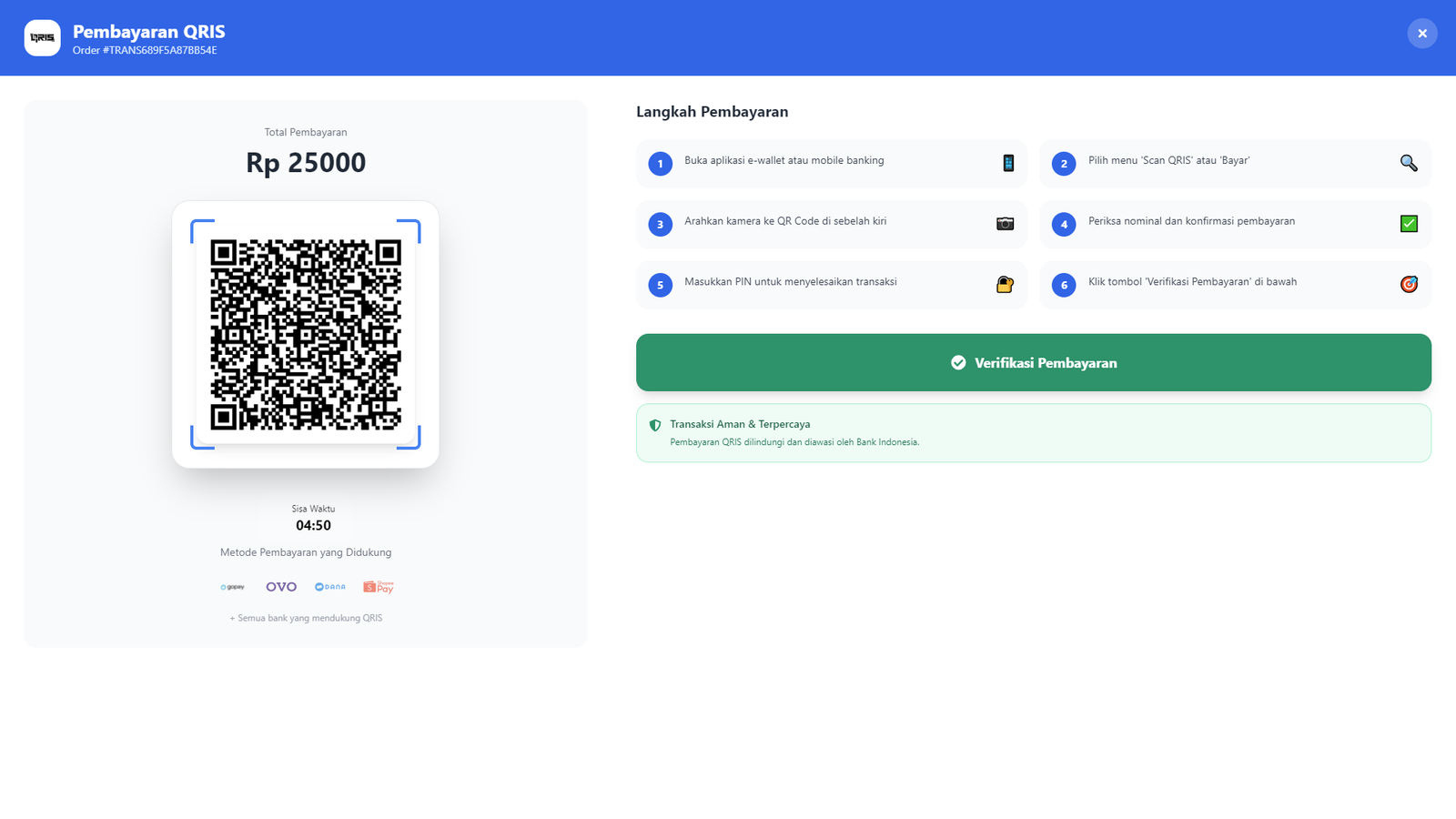 Dashboard pembayaran photobooth dengan berbagai payment gateway